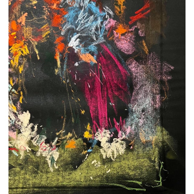 Abstract Expressionism Anthony Triano, Abstract Expressionist Gestural Oil Pastel Drawing Women Figures Anthony Triano, 1960 For Sale - Image 3 of 7