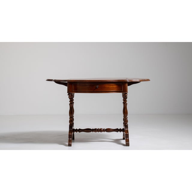 19th Century Napoleon III Mahogany Pembroke Drop-Leaf Table, Second Empire Style, France, 19th Century For Sale - Image 5 of 18