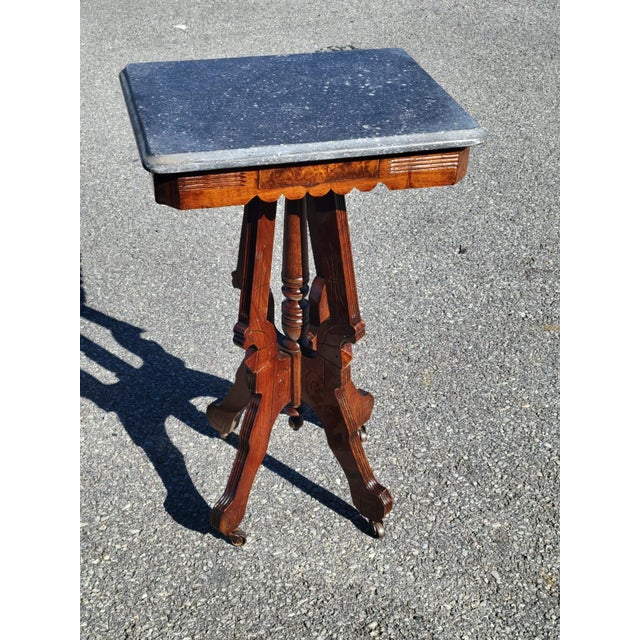 19th Century American Walnut Marble Side Table For Sale In Philadelphia - Image 6 of 18