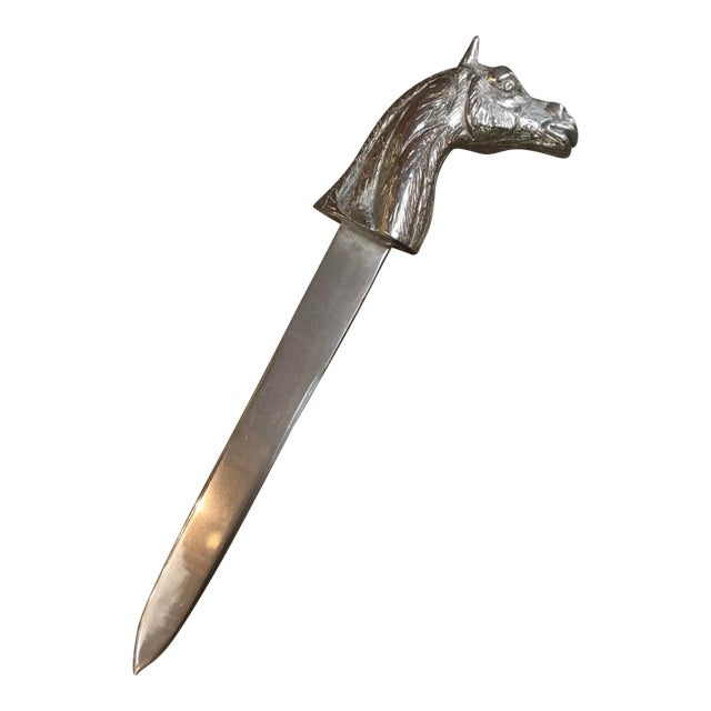 1960s Silverplated Horse Head Letter Opener, Italy For Sale