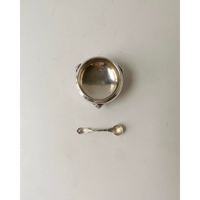Early 20th Century Sterling Silver Salt Cellar and Spoon For Sale - Image 4 of 7