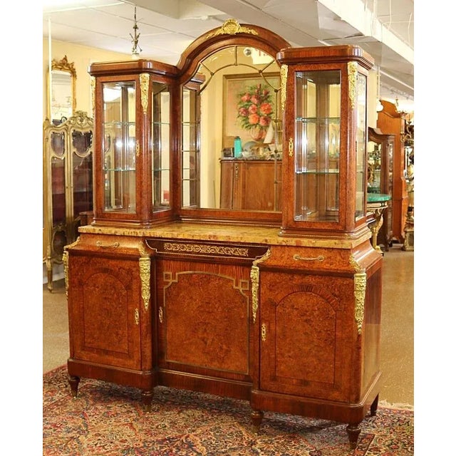 ​French Bronze Mounted Marble Top Inlaid Server Buffet Circa 1910 For Sale In New York - Image 6 of 11