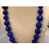 Vintage Lapis Lazuli Single Strand Necklace Yellow Gold 14K Clasp With Diamond For Sale - Image 10 of 18