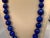 Vintage Lapis Lazuli Single Strand Necklace Yellow Gold 14K Clasp With Diamond For Sale - Image 10 of 18