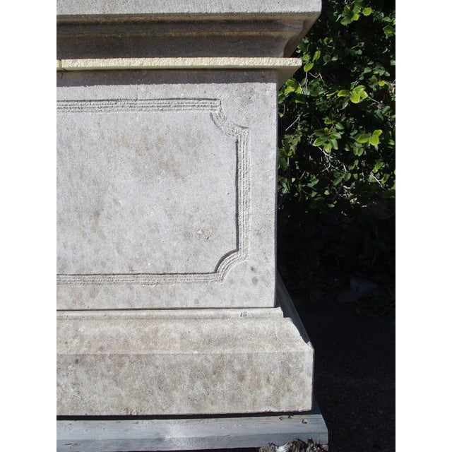 Pair of Large Italian Neoclassical Style Pedestals in Carved Limestone For Sale In Dallas - Image 6 of 18