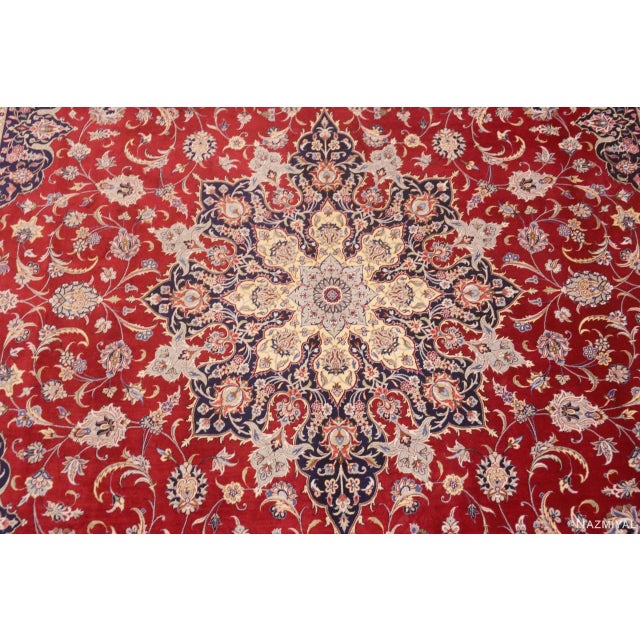 1950s Nazmiyal Collection 1950s Fine Floral Vintage Persian Silk Kashan Rug For Sale - Image 5 of 8