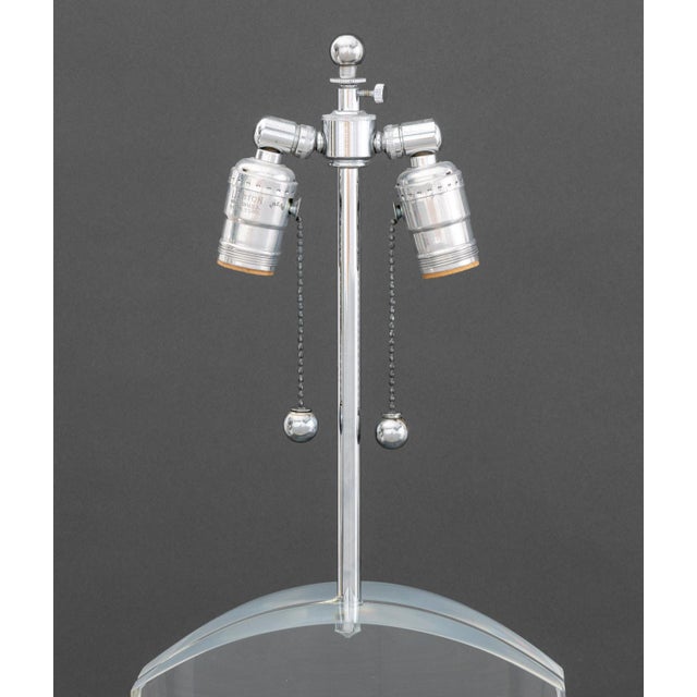 Modern Clear Acrylic and Chrome Table Lamps, Pair For Sale - Image 4 of 8
