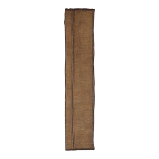 Vintage Tuareg Mat Runner, Brown With Rich Leather Stripes – Rug & Kilim For Sale
