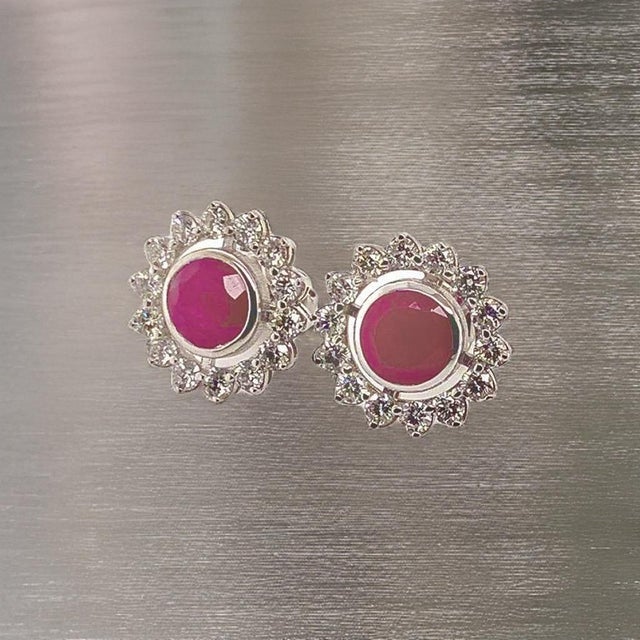 2010s Diamond Ruby Earrings 14k Gold 2.07 TCW Certified For Sale - Image 5 of 16