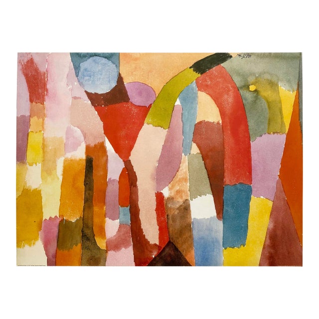 Paul Klee Vintage 1990's Abstract Offset Lithograph Print Modernist Poster " Movement of Vaulted Chambers " 1915 For Sale