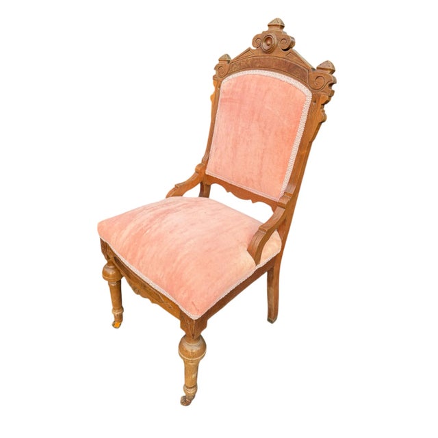 Late 19th Century Late 19th Century Pink Parlor Set of Victorian Settee + 2 Chairs With Burl Veneer For Sale - Image 5 of 11