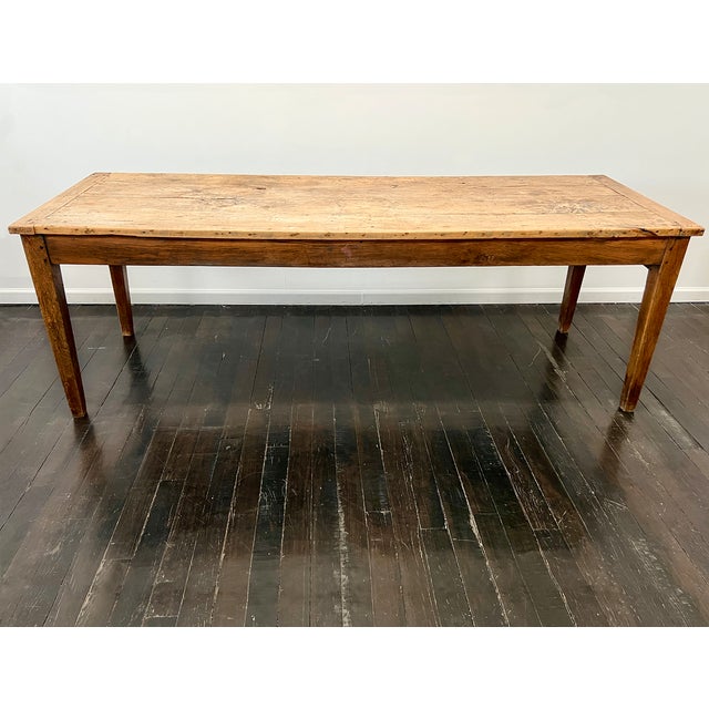 Antique French Applewood Farm Table For Sale - Image 4 of 14
