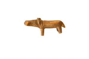 Vintage African Mini Bronze Hippo With Golden Patina