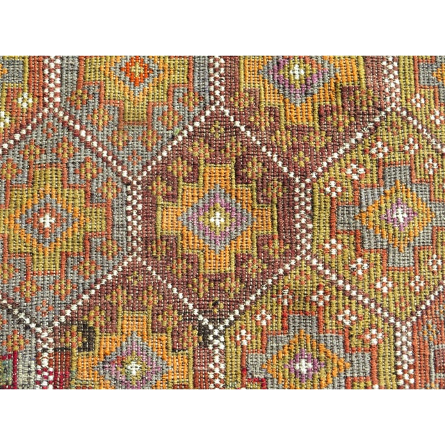 Mid 20th Century Vintage Handmade Embroidery Rug Boho Turkish Area Rug For Sale - Image 9 of 11