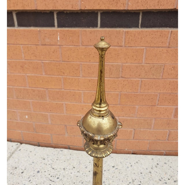 Early 20th Century Tall French Empire Brass and Iron Andirons, Pair For Sale - Image 4 of 7