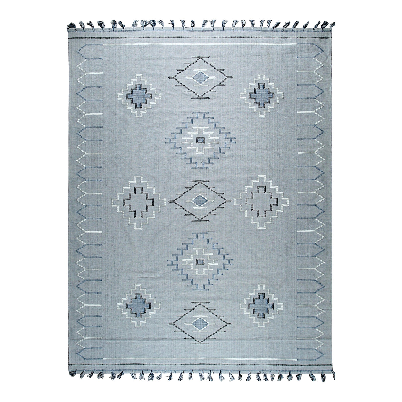 5x8 Rustic Penelope Silver Geometric Modern Flatweave Carpet Rug | Chairish