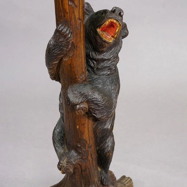 Antique Black Forest Carved Bear Smoking / Side Table, Ca. 1900 For Sale - Image 10 of 12