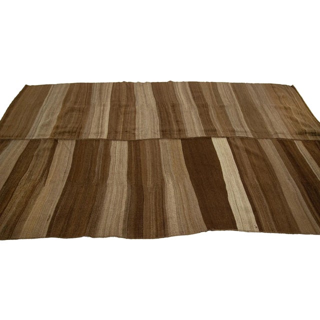 Contemporary 1960s Vintage Brown Kilim Rug- 6′8″ × 11′11″ For Sale - Image 3 of 7