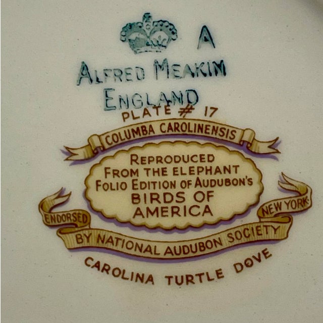 White Alfred Meakin “Birds of America” Carolina Turtle Dove Decorative Plate For Sale - Image 8 of 8