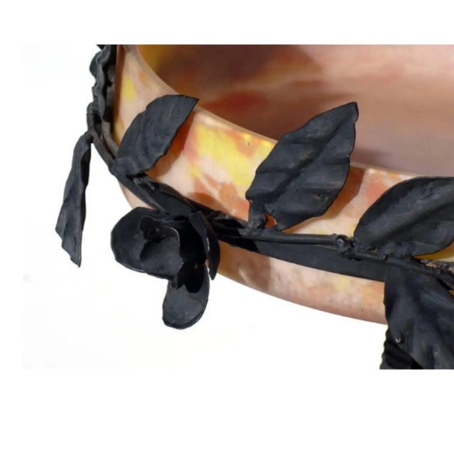 Antique Glass & Wrought Iron Vase from Lorrain For Sale - Image 4 of 7