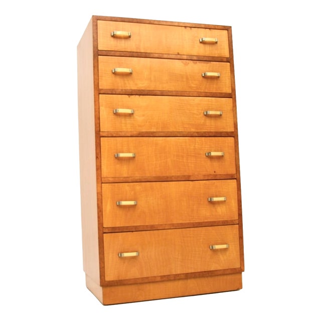 Art Deco Satinwood and Walnut Chest of Drawers, 1930s For Sale