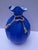 Large Vintage Hand-Blown 8" Blue Glass Opaline Money Bag Vase For Sale - Image 9 of 12