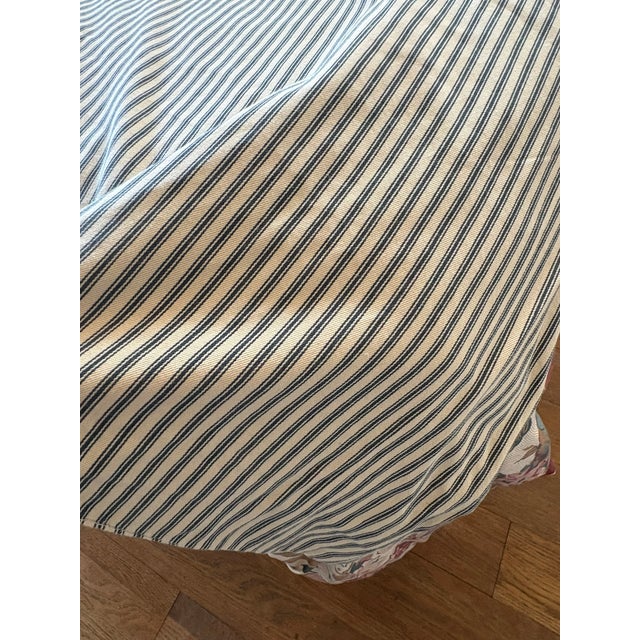 Vintage Denim Blue Ticking Stripe Blanket Duvet Cover or Coverlet Queen For Sale In Miami - Image 6 of 14