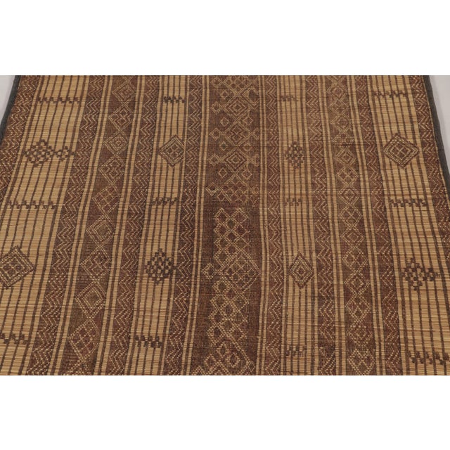Tribal Vintage Tuareg Mat, Camel Beige-Brown With Tribal Geometric Motifs - Rug & Kilim For Sale - Image 3 of 9