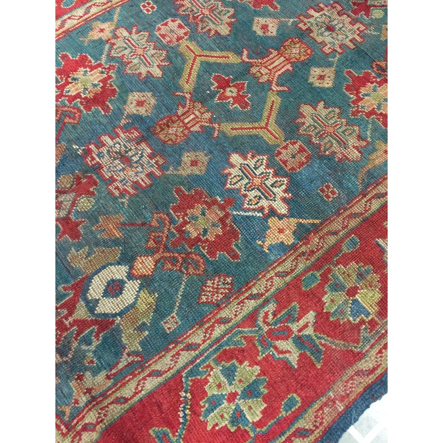 19th Century Antique Red Turkish Oushak Area Rug, 6ft X 9ft For Sale - Image 5 of 8