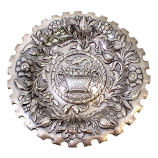 Silver Tray with Cutouts on the Edge For Sale