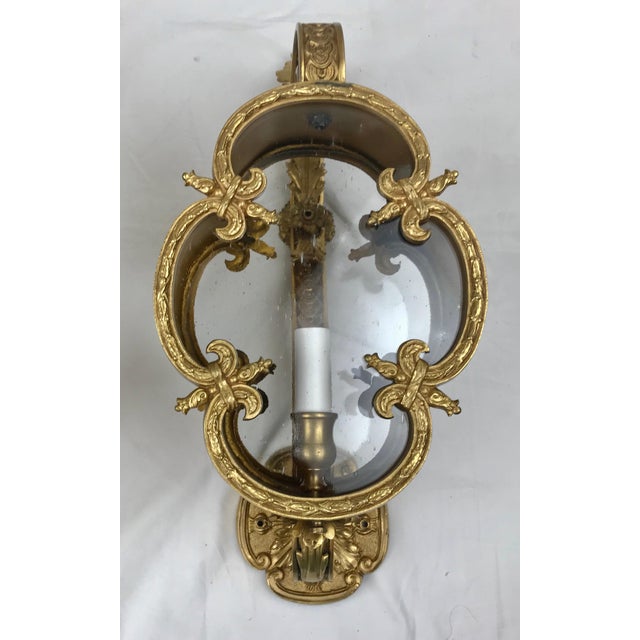 Pair of Bronze Venetian Style Wall Mount Lanterns or Sconces For Sale - Image 9 of 12