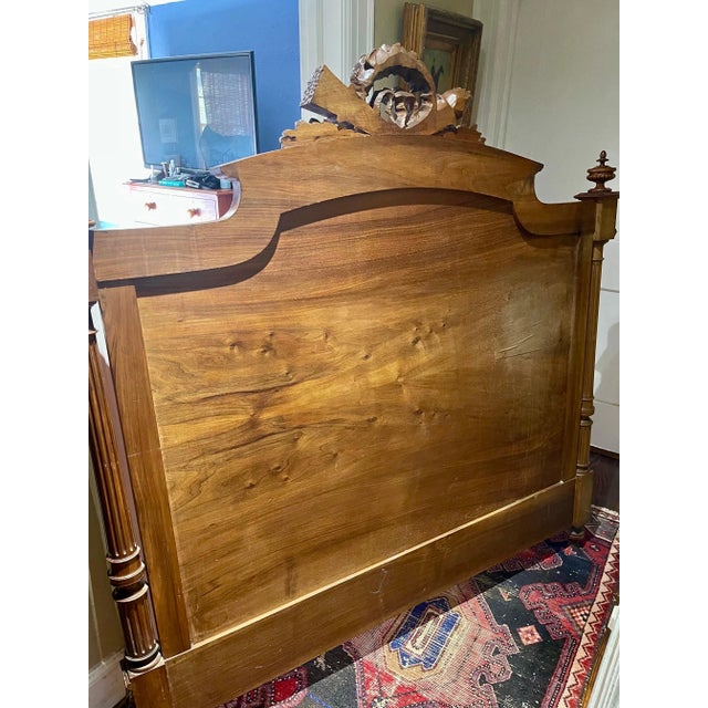 Wood French Louis XVI Walnut Full-Size Headboard with Carvings, 19th Century For Sale - Image 7 of 7