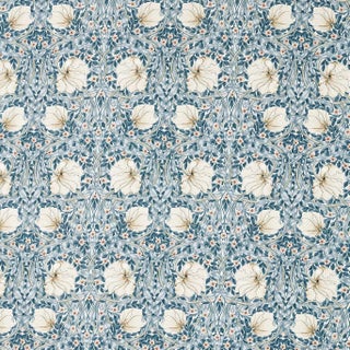 Morris & Co. Pimpernel WW Fabric in Blue/Coral For Sale