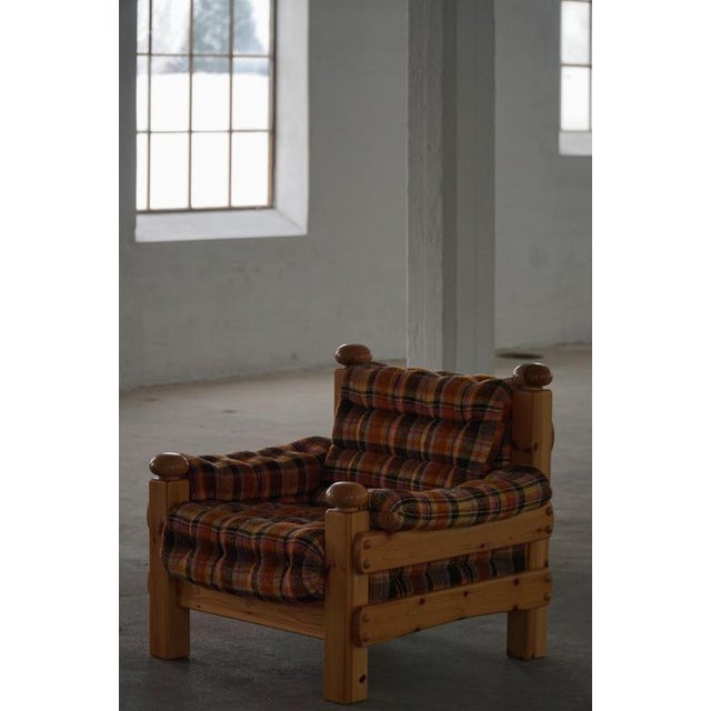 Swedish Modern Brutalist Lounge Chair in Pine, 1970s For Sale - Image 13 of 18