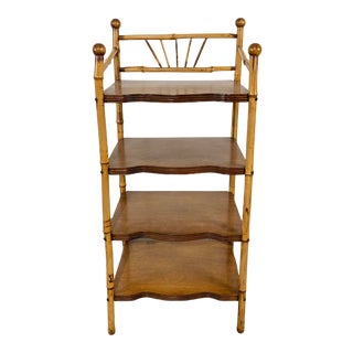 Burnt Tortoise Shell Bamboo 4-Tier Shelf For Sale