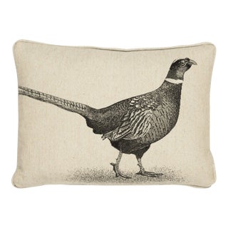 Country Linen Pheasant Left Piped Tapestry Cushion With Feather Filler - 33x45cm (13"x18") For Sale