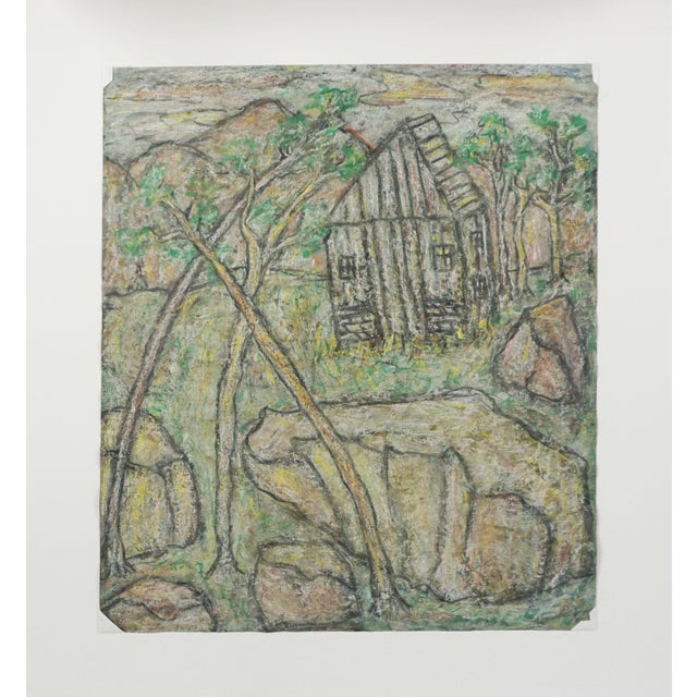 Original Sierra Mountain Cabin Abstract Expressionist Landscape Original acrylic painting depicting a cabin in the Sierra...