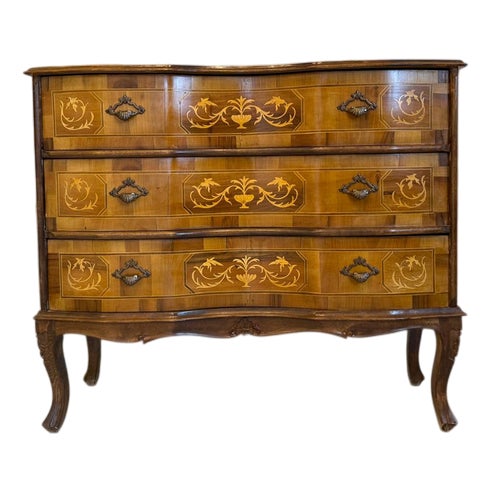 Baroque Style Chest of Drawers with 3 Drawers, Marquetry G2235 For Sale