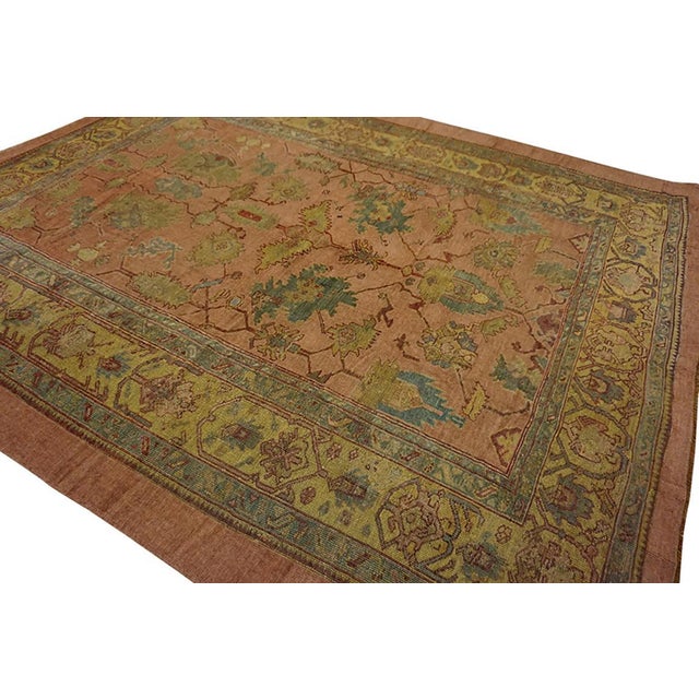 Textile Amazing Light Pink Color With Flowing Design Antique Oushak Rug For Sale - Image 7 of 8
