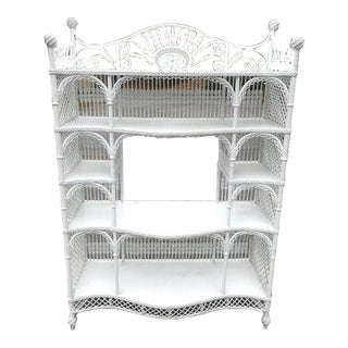 Late 20th Century Victorian Style Wicker and Stick and Ball Etagere For Sale