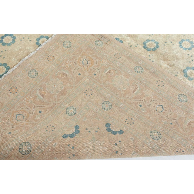 Textile Vintage Persian Tabriz Beige Handwoven Wool Rug For Sale - Image 7 of 9