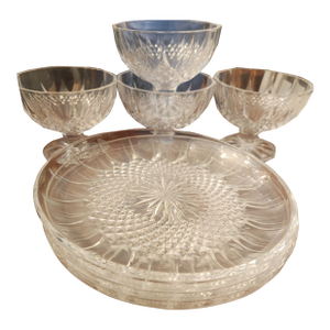 Vintage Anchor Hocking Wexford Clear Glass Entertaining Set + Long Champ Flutes - Set of 14