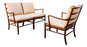 Restored 1960s Ole Wanscher Colonial Sofa & Easy Chair in Mahogany and Leather