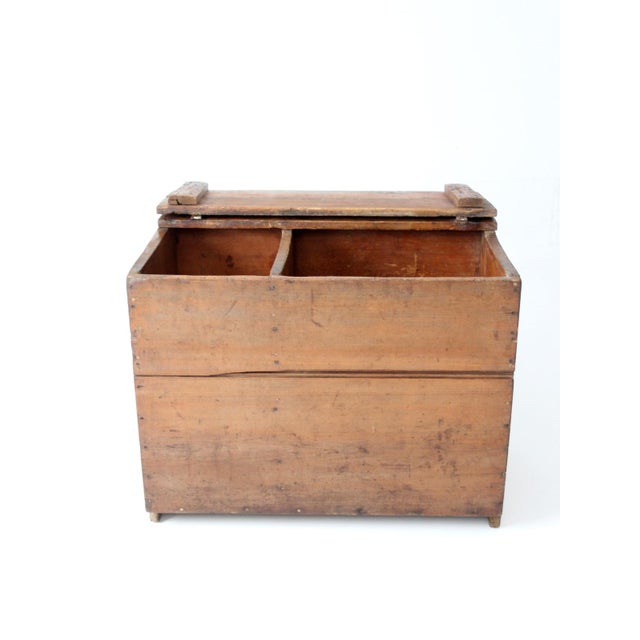 Farmhouse Antique Primitive Wood Storage Chest For Sale - Image 3 of 18