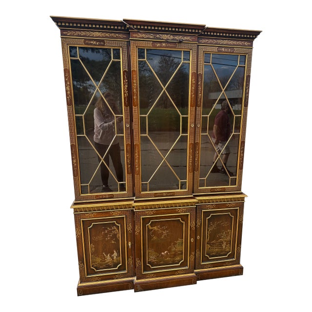 Kindel Furniture Georgian Chinoiserie Breakfront For Sale
