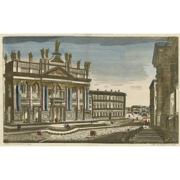Daumont, View of the Archbasilica of St. John Lateran in Rome, Italy, 1800s, Print For Sale