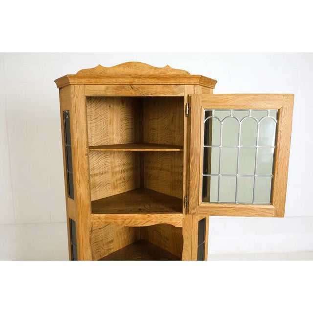 Corner Cabinet W Leaded Glass Danish Modern Mid Century For Sale - Image 4 of 16
