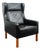 Mid Century Danish Modern Lounge Chair Leather Black Arm Denmark Wingback MCM For Sale