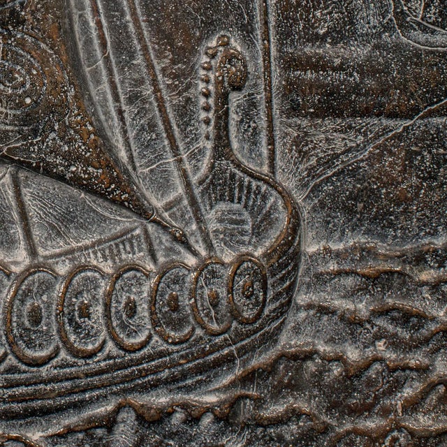 Victorian Antique Decorative Lead Plaque, Scandinavian, Viking, Arts and Crafts For Sale - Image 6 of 8