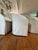 Upholstered in a sturdy pale cream/taupey beige linen with waterfall skirts. The chairs have a chic relaxed linen look....